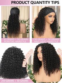 Boho Braids 人发钩编卷曲羽毛钩编人发无结预分离隐形奇迹结接发，女士轻盈可重复使用真发接发，自然黑色 - Natural Black - 查看 3