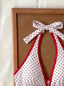 Elavelle Women's Random Print Spaghetti Strap Bow Tie Camisole Bikini Top, Spring/Summer - Multicolor - View 5