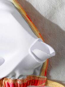 SHEIN Colorful Orange Print Casual Everyday Vacation Bikini Top For Teen Girls - Orange - View 6