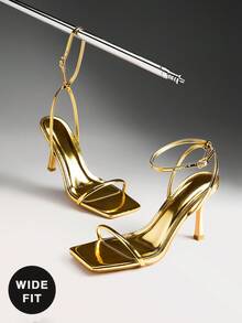 SHUZIA 女士宽楦优雅简约细高跟踝带凉鞋 - 金色 - 查看 7