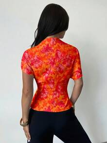 Firerie Áo kiểu dáng thanh lịch, cổ nhún, tay áo bất đối xứng, eo nhún bên hông, chất liệu pha lanh, họa tiết hoa cổ điển, thích hợp cho đi làm, đi biển, dự tiệc, đám cưới, sang trọng và lãng mạn. - trắng - Xem 7