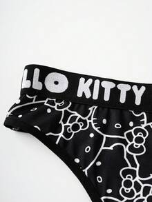 HELLO KITTY AND FRIENDS | SHEIN 女士字母腰带时尚舒适丁字裤 - 黑色 - 查看 5
