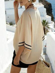 Breezaya 女士新款休闲时尚百搭夏季衬衫 - 卡其色 - 查看 2