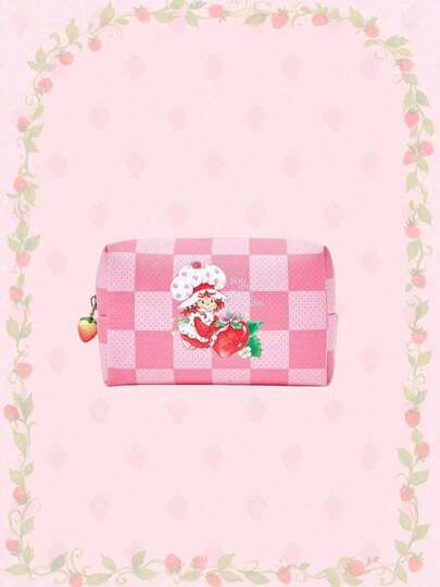 Strawberry Shortcake | ROMWE Túi đựng mỹ phẩm hình quả dâu tây dễ thương cho nữ, thiết kế nhỏ gọn và có thể gấp gọn khi đi du lịch