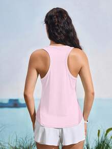 In My Nature Breathable Mesh Patchwork Outdoor Sports Yoga Running Vest - Pink - View 2