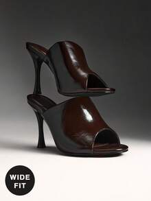 SHUZIA Giày sandal cao gót mũi nhọn kiểu dáng tối giản, thanh lịch dành cho nữ, dáng rộng. - Cà phê nâu - Xem 7