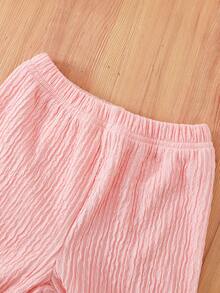 SHEIN 2件套女婴休闲草莓刺绣吊带背心和粉色裤子套装，可爱阳光的夏季外出装扮 - 粉色 - 查看 6