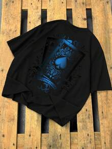 Manfinity LEGND Men's Minimalist Printed Round Neck Short Sleeve T-Shirt - Black - View 3