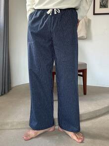 Quần dài mặc nhà kẻ sọc cạp chun dành cho nam, thích hợp cho mùa xuân và mùa thu. - Nhiều màu - Xem 1