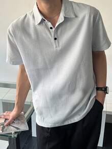 DAZY Men's White Textured Polo Shirt, Short Sleeve - White - View 4