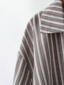 SHEIN LUNE Conjunto de Acción de Gracias para mujer de talla grande, ropa de otoño para uso casual diario. Camisa de manga larga con estampado geométrico para mujer de talla grande. Camisa holgada y cómoda de estilo largo para el hogar y las vacaciones, atuendos de otoño, conjunto de Acción de Gracias para mujer, conjunto navideño para mujer, blusa casual holgada y cómoda de estilo largo para el hogar y las vacaciones, atuendos de otoño, blusa para días festivos - Multicolor - Ver 5