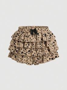 Pantalones cortos con volantes con estampado de leopardo lindo para bebé niña, versátiles para el verano - Albaricoque - Ver 6