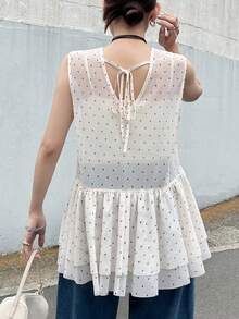 FRIFUL Women's V-Neck Textured Loose Fit Sleeveless Vest Jacket Summer - Beige - View 7