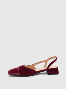 CUCCOO BIZCHIC Women's Shoes Spring And Summer Pointed Short Thick Heel Burgundy Splicing High Heel Shoes - Burgundy - View 3
