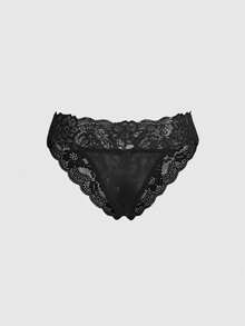 ROMWE Goth 1件哥特式交叉蝴蝶结后背女士丁字裤 - 黑色 - 查看 2