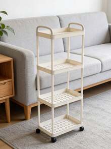 Carrito de almacenamiento de 4/3 niveles - Equipado con asas, es una opción ideal para almacenamiento y ahorra espacio interior. Se puede usar en pasillos, dormitorios, salas de estar, cocinas, rincones del baño, balcones del hogar, etc., con un diseño moderno y minimalista - Multicolor - Ver 7