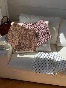 SHEIN Comfortcana 3 chiếc quần short dệt kim dáng rộng in hình cành cây - Nhiều màu - Xem 3