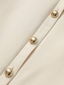 Franclia Elegant & Fashionable Notched Collar Button-Up Short Sleeve Shirt, Summer - Apricot - View 3