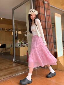 Chân váy chữ A kiểu Hàn Quốc dễ thương, chấm bi dành cho nữ. - Hồng - Xem 7