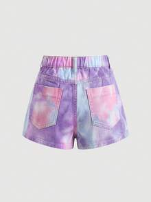 SHEIN 青少年女孩夏季Y2K休閒波希米亞風不對稱鈕扣牛仔裙褲，夏季度假與日常街頭穿搭派對Y2K夏季淺色水洗寬鬆短裙褲，舒適且時尚，休閒街頭風，適合春夏季 - 彩色 - 查看 2