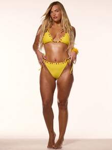 MUSERA Plus Size Beaded Tie Side Bikini Bottoms Only Spring Summer Vacation Beach Gym Pool Sexy Y2k Cute Limonada - Yellow - View 5