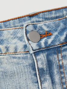 SHEIN MOD Women's Pocketed Cuffed Casual Versatile Denim Mini Skirt - Blue - View 3