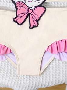 SHEIN GraphicGems Baby Girl Swimsuit, Cute Cat Applique Print Ruffle One-Piece Swimwear, Suitable For Summer Vacation, Beach, Swimming Pool - Multicolor - View 4