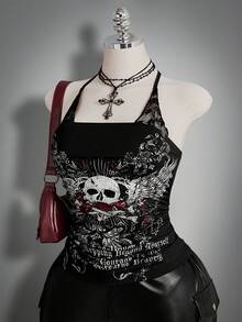 SHEIN ICON 大码女式哥特蕾丝拼接衬衫 - 黑色 - 查看 6