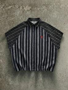 NEON BLANC Áo sơ mi nam tay ngắn in họa tiết toàn thân, cài cúc phía trước, kiểu dáng thường ngày, thích hợp cho mùa hè. - Màu xanh lam - Xem 1