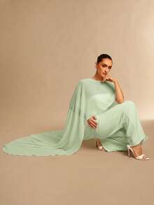 Silquee Chal de gasa de unicolor y mono elegante para mujer - verde menta - Ver 7