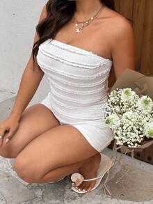 Sunnyshic Plus Size Casual Jumpsuit, Comfortable And Convenient, Spring/Summer - White - View 5