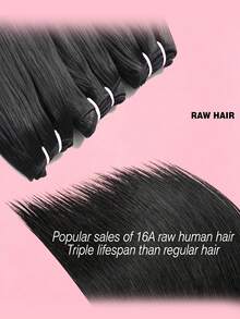 14-28英寸奢华直发真人发束,处女发接发,18英寸,18英寸,18英寸,高级真发双层发片,3片装,高光泽,长寿命,日常及沙龙品质,柔软丝滑,高级隐形接发 - Natural Black - 查看 6