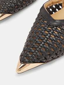 Glitzique Unique Woven High Heel Design Fashionable Pointed Toe Sandals For Women, Versatile Summer 2026 New Arrival,Stilletos Heels - Black - View 7