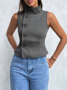 Muchica 灰色无袖女式薄外套 - 灰色 - 查看 4