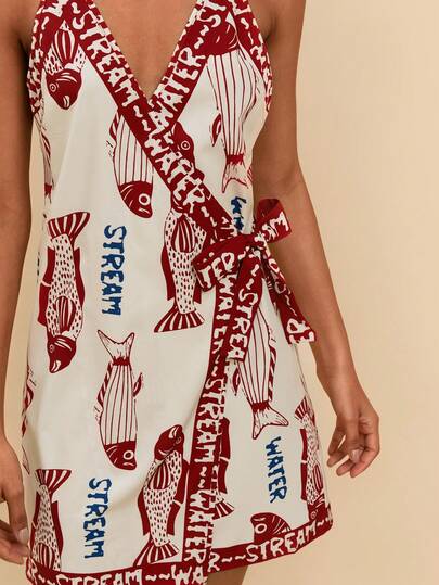 Travachic Women's Side Wrap Tie Dye Print Beach Vacation Dress