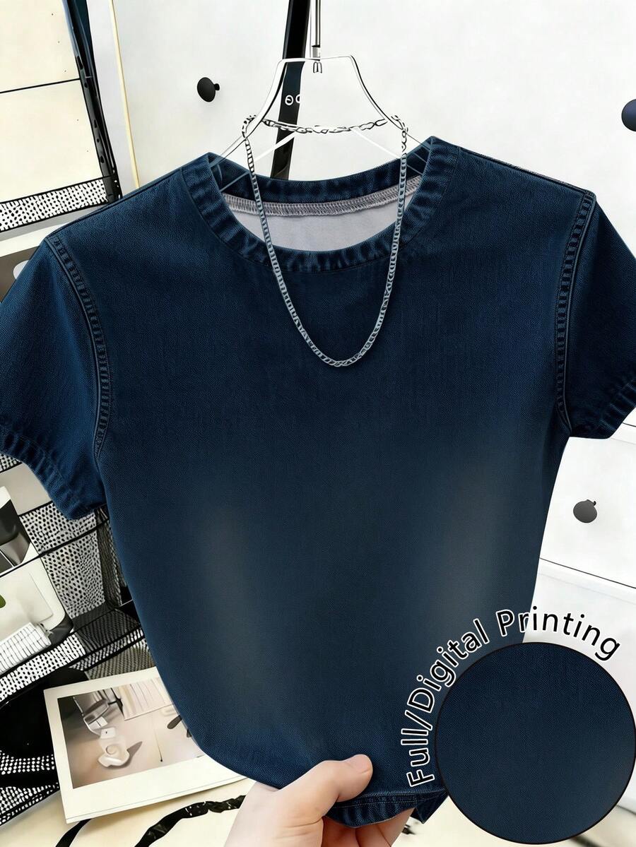Resyla Kaos Wanita Lengan Pendek Kerah Bulat Warna Polos, Kasual, Serbaguna untuk Pemakaian Sehari-hari - MultiWarna - View 1
