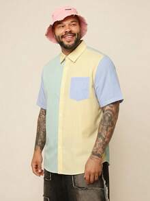 EASEVO Camisa de manga corta tejida de corte holgado y de múltiples colores a rayas, adecuada para el verano, talla grande para hombre - Multicolor - Ver 6