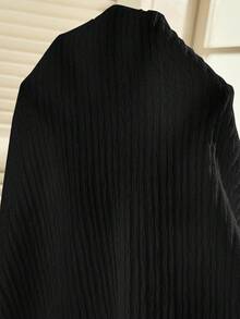 SHEIN Maternity Solid Color Pleated Casual Nursing Friendly Top, Versatile For Daily Wear - Black - View 4