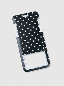 ROMWE Kawaii 1 Cute Polka Dot Slider Card Holder Visual ID Card Bank Card Storage Cabinet Tool - Black and White - View 2
