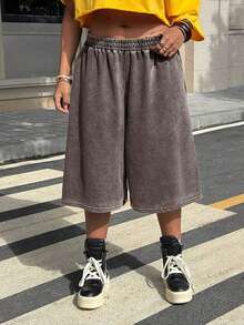 Muchica 巧克力棕色蓬松短裤，加大码 - 巧克力棕 - 查看 3