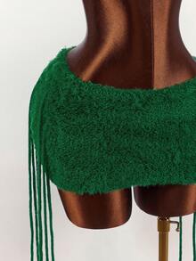 Amplova Women's Numeric Hollow-Out Short Sleeve Cropped Knit Top And Knit Mini Skirt 2 Pieces Set - Multicolor - View 3