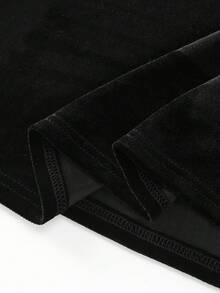Váy chữ A màu đen thời trang tối giản chất liệu da lộn cỡ lớn cho nữ kèm thắt lưng - màu đen - Xem 6