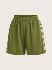 Comfortcana Contrast Striped Side Lounge Shorts - Green - View 7