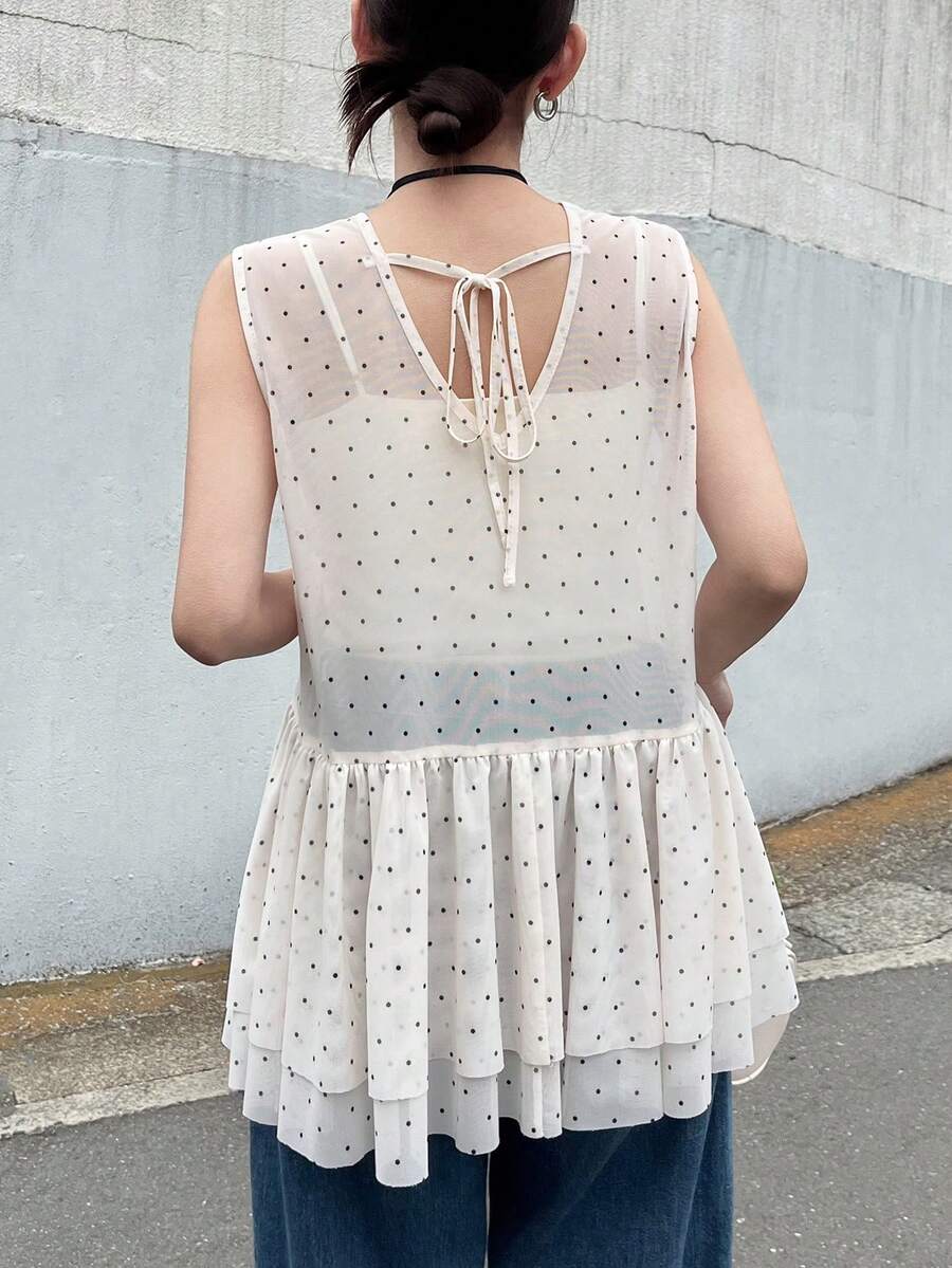 FRIFUL Women's V-Neck Textured Loose Fit Sleeveless Vest Jacket Summer - Beige - View 1