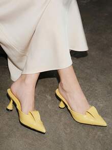 2026 Spring & Summer New Fashion Pointed Toe High Heel Sandals, Bowknot Mules For Women - Yellow - View 1