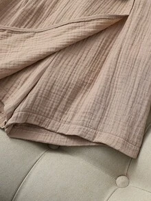 INAWLY 两件套亮片吊带套装，舒适棉质面料，撞色蝴蝶结肩带，褶皱露脐背心+黑色短裤，女士系带短裤套装，春夏休闲两件套，适合度假、约会、海滩等场合。两件套女装裙装套装，舒适百搭，春季美妆必备，棉质两件套，咖啡厅穿搭，韩版套装，每日穿搭 (OOTD) - 杏色 - 查看 4