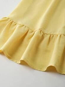 GlowEve CURVE Plus Size Women Ruffle V-Neck Bodycon Vacation Elegant Mid-Length Dress - Yellow - View 3