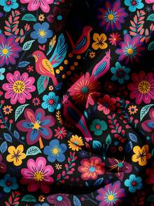 EMERY ROSE Plus Size Women Summer Casual Floral Print Retro Style Button Down Shirt Autumn And Winter Chic Blouses For Women Fall - Multicolor - View 3