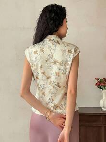 EastFlair Áo tank top không tay in họa tiết tối giản dành cho nữ - Màu Mù tạt vàng - Xem 6