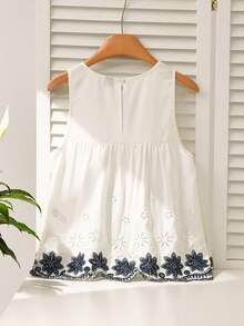 CosyJoli Áo sơ mi nữ kiểu dáng thường ngày, áo sơ mi ôm dáng thêu họa tiết mùa xuân/hè, áo vest trắng không tay. - trắng - Xem 2